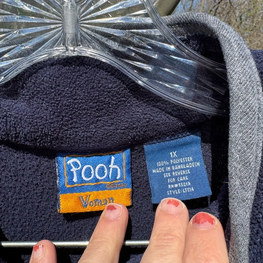 Vintage Pooh Tigger 1/4 Zip Fleece Sweatshirt 1X Disney Embroidered Pullover - Picture 2 of 14